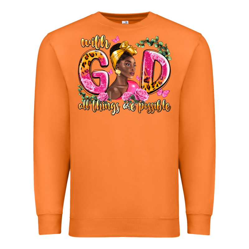 With God All Things Are Possible Black Woman Premium Sweatshirt by LillyAllenDesigns | Teevron