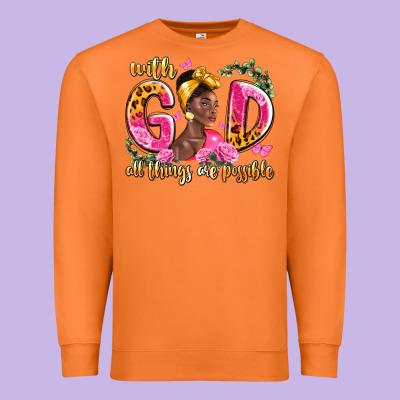 With God All Things Are Possible Black Woman Premium Sweatshirt Designed By Lillyallendesigns