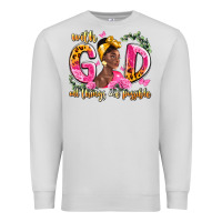 Dove Grey with god all things are possible black woman Premium Sweatshirt - LillyAllenDesigns