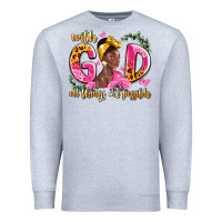 Heather Grey with god all things are possible black woman Premium Sweatshirt - LillyAllenDesigns