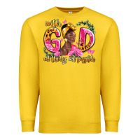 Lemon with god all things are possible black woman Premium Sweatshirt - LillyAllenDesigns