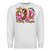 Oatmeal Heather with god all things are possible black woman Premium Sweatshirt - LillyAllenDesigns