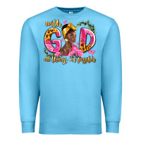 Ocean Blue with god all things are possible black woman Premium Sweatshirt - LillyAllenDesigns