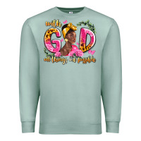Seafoam with god all things are possible black woman Premium Sweatshirt - LillyAllenDesigns