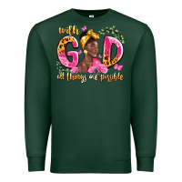 Sports Green with god all things are possible black woman Premium Sweatshirt - LillyAllenDesigns