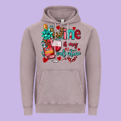 Wine Is My Valentine Olivia Vintage Hoodie Designed By Oliviacreatesart