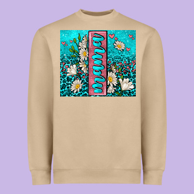 Turquoise Leopard Mama Heavyweight Sweatshirt Designed By Adodesignshop