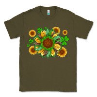 Army Green st patricks sunflowers with shamrock and glitters with leopard Classic Tee - Artiststas