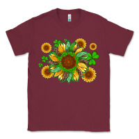 Burgundy st patricks sunflowers with shamrock and glitters with leopard Classic Tee - Artiststas