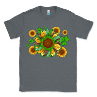 Charcoal Heather st patricks sunflowers with shamrock and glitters with leopard Classic Tee - Artiststas