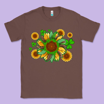 St Patricks Sunflowers With Shamrock And Glitters With Leopard Classic Tee Designed By Artiststas