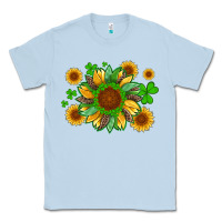 Dusty Blue st patricks sunflowers with shamrock and glitters with leopard Classic Tee - Artiststas