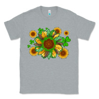 Heather Grey st patricks sunflowers with shamrock and glitters with leopard Classic Tee - Artiststas
