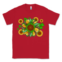 Red st patricks sunflowers with shamrock and glitters with leopard Classic Tee - Artiststas