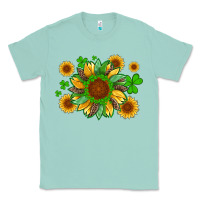 Seafoam st patricks sunflowers with shamrock and glitters with leopard Classic Tee - Artiststas