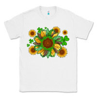 White st patricks sunflowers with shamrock and glitters with leopard Classic Tee - Artiststas