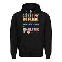 Black god is my refuge and my fortress under his wings Zipper Hoodie - MaliasSmallBusiness