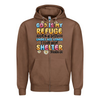 Chestnut god is my refuge and my fortress under his wings Zipper Hoodie - MaliasSmallBusiness
