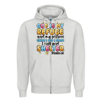 Dove Grey god is my refuge and my fortress under his wings Zipper Hoodie - MaliasSmallBusiness