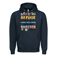 Navy god is my refuge and my fortress under his wings Zipper Hoodie - MaliasSmallBusiness