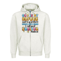 Oatmeal Heather god is my refuge and my fortress under his wings Zipper Hoodie - MaliasSmallBusiness