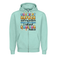 Seafoam god is my refuge and my fortress under his wings Zipper Hoodie - MaliasSmallBusiness