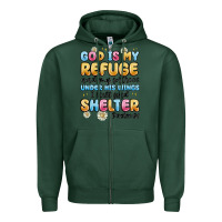 Sports Green god is my refuge and my fortress under his wings Zipper Hoodie - MaliasSmallBusiness