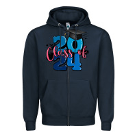 Navy class of 2024 Zipper Hoodie - MaliasSmallBusiness