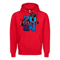 Red class of 2024 Zipper Hoodie - MaliasSmallBusiness