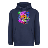 Navy halloween candy patches 1 Heavyweight Hoodie - BundleAndBundleShop