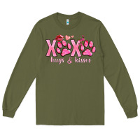Army Green xoxo hugs and kisses paws Long Sleeve Tee - NancyCooperArtShop
