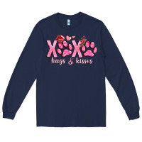 Navy xoxo hugs and kisses paws Long Sleeve Tee - NancyCooperArtShop