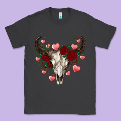 Valentine's Bull Skull Classic Tee Designed By Adodesignshop