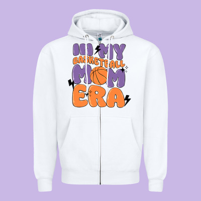 In My Basketball Mom Era Zipper Hoodie Designed By Maliassmallbusiness