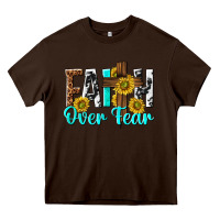 Chocolate Brown faith over fear Heavy Core Tee - texasbilliewilder