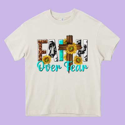 Faith Over Fear Heavy Core Tee Designed By Texasbilliewilder
