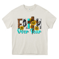 Cream faith over fear Heavy Core Tee - texasbilliewilder