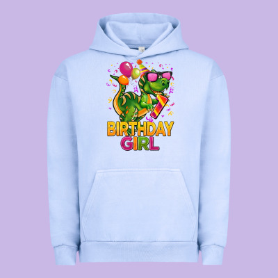 1st Birthday Girl T Rex Pink Urban Hoodie Designed By Cowgirlartshop