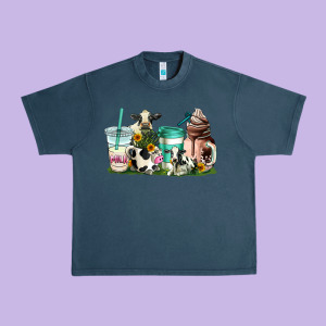 Cow Coffee Cups Urban Heavy Tee Designed By Adodesignshop