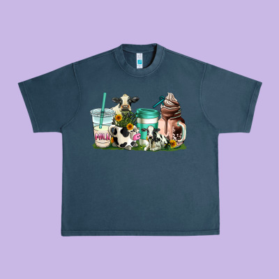 Cow Coffee Cups Urban Heavy Tee Designed By Adodesignshop