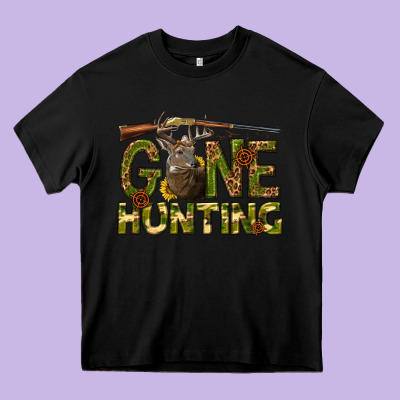 Gone Hunting Western Heavy Core Tee Designed By Texasbilliewilder