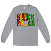 Heather Grey Juneteenth Lion King Black Power Long Sleeve Tee - LillyAllenDesigns