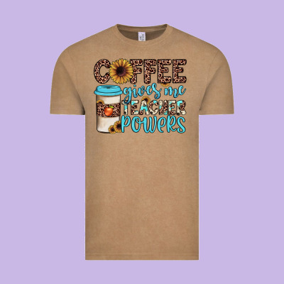 Coffee Gives Me Teacher Powers Vintage Tee Designed By Jahusdesignshop