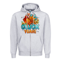 Heather Grey cluck yeah Zipper Hoodie - MaliasSmallBusiness