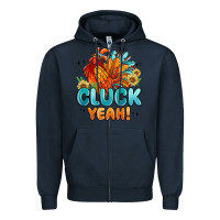Navy cluck yeah Zipper Hoodie - MaliasSmallBusiness
