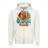 Oatmeal Heather cluck yeah Zipper Hoodie - MaliasSmallBusiness
