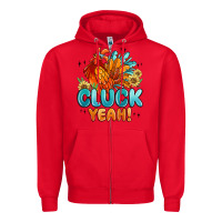Red cluck yeah Zipper Hoodie - MaliasSmallBusiness