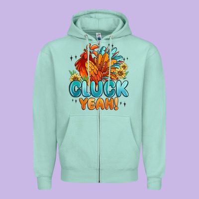 Cluck Yeah Zipper Hoodie Designed By Maliassmallbusiness