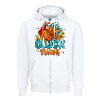 White cluck yeah Zipper Hoodie - MaliasSmallBusiness