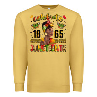 Antique Gold celebrate 1865 juneteenth with black woman Premium Sweatshirt - LillyAllenDesigns